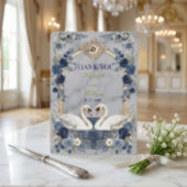 Faux Gold Arch Navy Blue Swan Marble Effect Dankeskarte