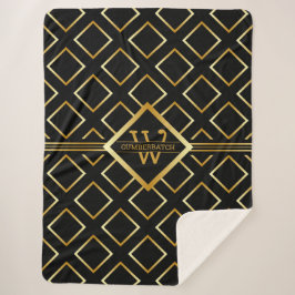 Faux Gold Axis Monogram –Black and Gold - Large Sherpadecke