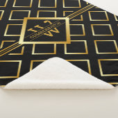 Faux Gold Axis Monogram –Black and Gold - Large Sherpadecke (3/4)