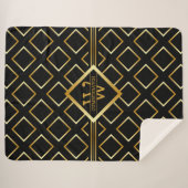 Faux Gold Axis Monogram –Black and Gold - Large Sherpadecke (Vorderseite (Horizontal))