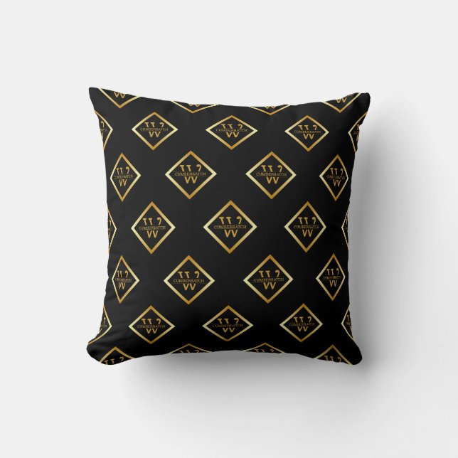 Faux Gold Axis Monogram – Black & Gold Kissen (Vorderseite)