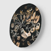 Faux Gold Bird Beetles Flowers Cherry Fruits Große Wanduhr (Winkel)