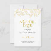 Faux Gold Botanical Elegant Wedding Save The Date (Vorderseite)