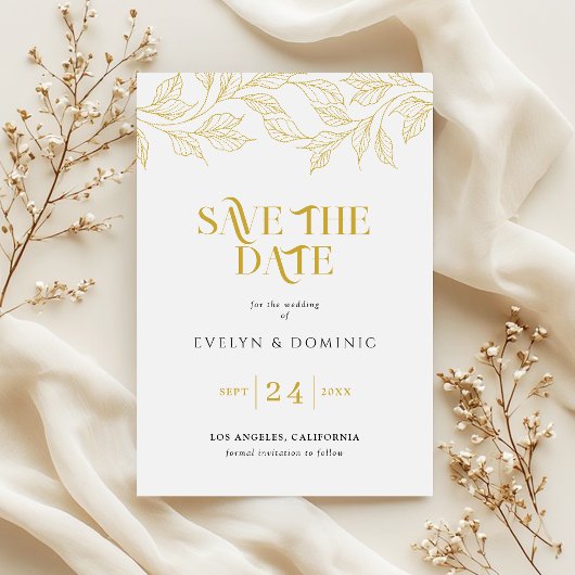 Faux Gold Botanical Elegant Wedding Save The Date