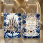 Faux Gold & Bronze Swans Marble Cathedral Wedding Einladung