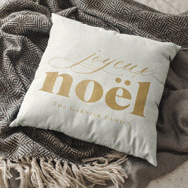 Faux gold burlap joyeux noël Custom Name Christmas Kissen