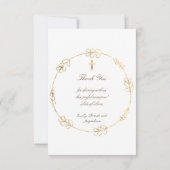 faux gold circle Baptism small thank you card Einladung (Rückseite)