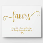 Faux Gold Favors Wedding sign Tabletop Plaque Fotoplatte (Vorderseite)