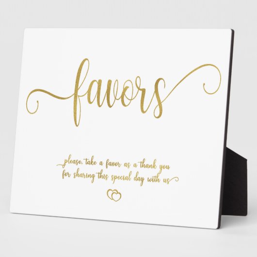 Faux Gold Favors Wedding sign Tabletop Plaque Fotoplatte (Seite)