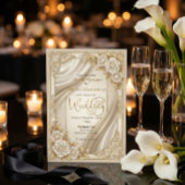Faux Gold Filigree Satin Drapery Formal Wedding  Einladung
