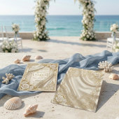 Faux Gold Filigree Satin Drapery Formal Wedding  Einladung