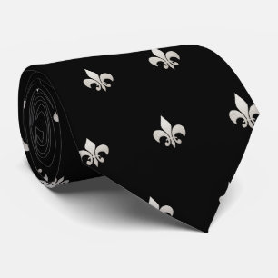 Faux Gold Fleur de lis DIY Schwarz Silber Krawatte