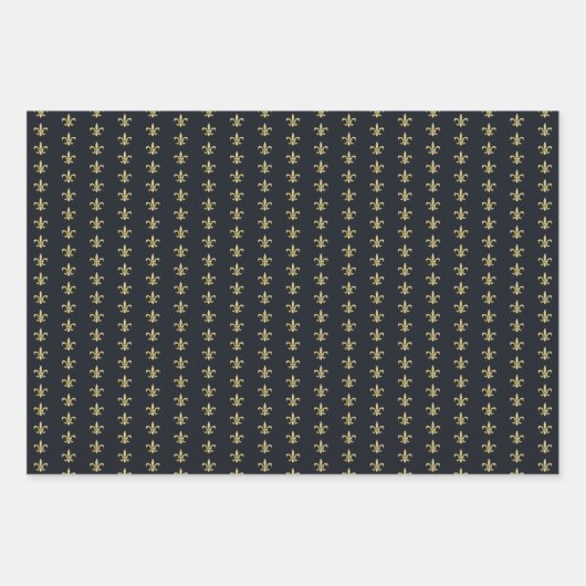 Faux Gold FleurDeLis on Graphite Geschenkpapier Set (Vorderseite)