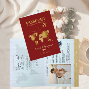 Faux-Gold-Flugzeug Reisepass Ziel Hochzeit  Einladung