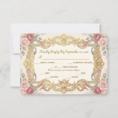 Faux Gold Foil Baroque Rococo Floral RSVP Karte (Vorderseite)