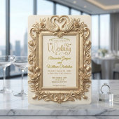Faux Gold Foil Embossed Baroque Floral Wedding Einladung