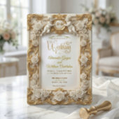 Faux Gold Foil Embossed Style Baroque Monogram Einladung