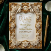 Faux Gold Foil Embossed Style Baroque Monogram Einladung