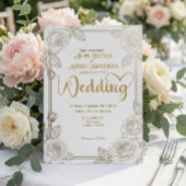 Faux Gold Foil Floral Frame Ivory Romantic Einladung
