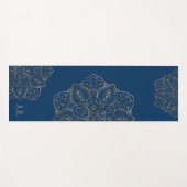 Faux Gold Foil On Dark Blue Mandala With Initials Yogamatte (Vorderseite (Horizontal))