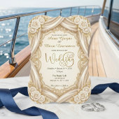 Faux Gold Foil Ornate Frame Printed Satin Wedding  Einladung