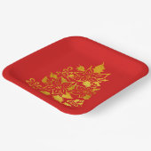 Faux Gold Foil Poinsettias Christmas Trees Pappteller (Gewinkelt)