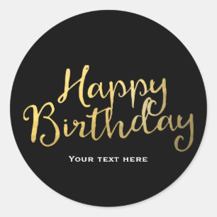 Faux Gold Folie Look ALLES GUTE ZUM GEBURTSTAG in Runder Aufkleber