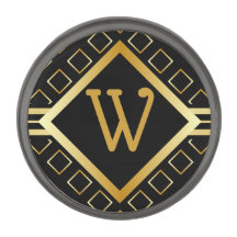 FAUX Gold Geometric Pattern INITIAL only on BLACK