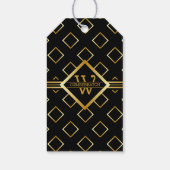 FAUX Gold Geometric Pattern with Monogram on BLACK Geschenkanhänger (Rückseite)