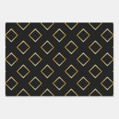 FAUX Gold Geometric Pattern with Monogram on BLACK Geschenkpapier Set (Vorderseite)