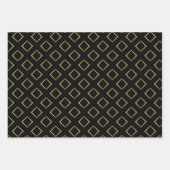 FAUX Gold Geometric Pattern with Monogram on BLACK Geschenkpapier Set (Vorderseite 3)
