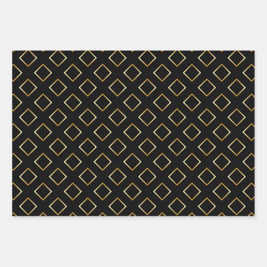 FAUX Gold Geometric Pattern with Monogram on BLACK Geschenkpapier Set (Vorderseite 3)