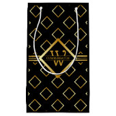 FAUX Gold Geometric Pattern with Monogram on BLACK Kleine Geschenktüte (Vorderseite)