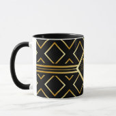FAUX Gold Geometric Pattern with Monogram on BLACK Tasse (Links)