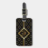 FAUX Gold Geometrisches Muster mit Monogramm auf S Gepäckanhänger (Vorderseite vertikal)