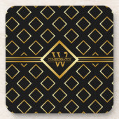 FAUX Gold Geometrisches Muster mit Monogramm auf S Getränkeuntersetzer (Vorderseite)