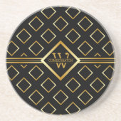 FAUX Gold Geometrisches Muster mit Monogramm auf S Getränkeuntersetzer (Vorne)