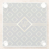 FAUX Gold Geometrisches Muster mit Monogramm auf S Glasuntersetzer (Rückseite)