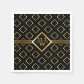 FAUX Gold Geometrisches Muster mit Monogramm auf S Serviette (Vorderseite)