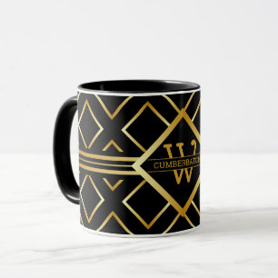 FAUX Gold Geometrisches Muster mit Monogramm auf S Tasse
