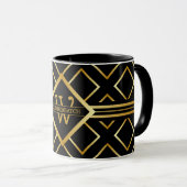FAUX Gold Geometrisches Muster mit Monogramm auf S Tasse (VorderseiteRechts)
