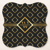 FAUX Gold Geometrisches Muster mit Monogramm auf S Untersetzer (Vorderseite)