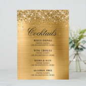Faux Gold Glitter and Foil Cocktails Bar Menükarte (Stehend Vorderseite)