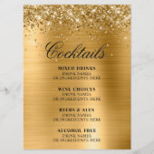 Faux Gold Glitter and Foil Cocktails Bar Menükarte (Vorderseite)