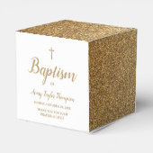 Faux Gold Glitter Baptism with Cross Personalized Geschenkschachtel (Rückseite)