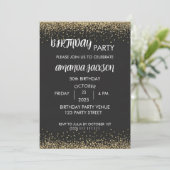 Faux Gold Glitter Black 50th Birthday Invite Einladung (Stehend Vorderseite)
