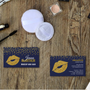 Faux Gold Glitter Lippen und Konfetti Makeup-Artis Visitenkarte
