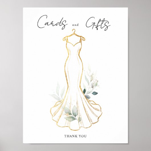 Faux Gold & Greenery Karten & Geschenke Schild (Vorne)
