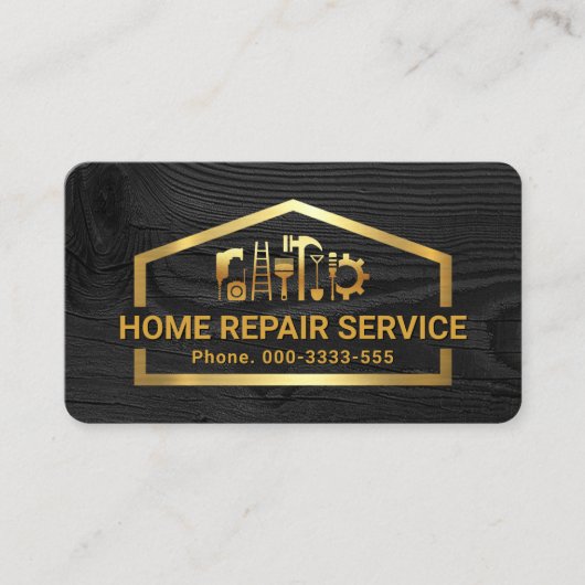 Faux Gold Handyman Tools Building Frame Visitenkarte (Vorderseite)