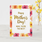 Faux Gold Happy Mothers Day Card Karte (Gelbe Blume)